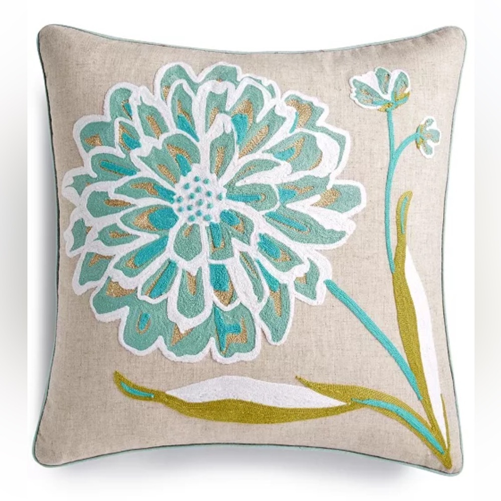 Lacourte Fun Flower Embroidered 20" Square Decorative Pillow, Created for Macy's